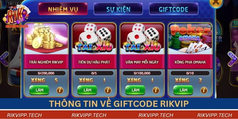 Thông tin về giftcode rikvip