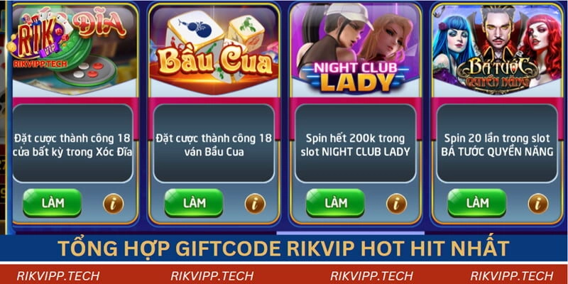 Tổng hợp giftcode rikvip hot hit nhất
